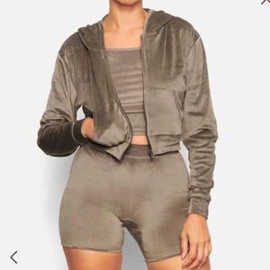 SKIMS Velour Hoodie (Gunmetal)
